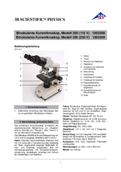 3B SCIENTIFIC PHYSICS 200 1003268 Instruction Manual