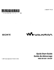 Sony NWZ-Bl0SF Quick Start Manual