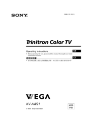 Sony Trinitron WEGA KV-AW21 Operating Instructions Manual