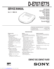 Sony Walkman D-E775 Service Manual