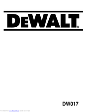 DeWalt DW017 Original Instructions Manual