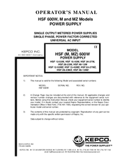 KEPCO HSF 15-43MZ Operator's Manual