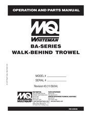 MQ BA-SERIES Operation And Parts Manual