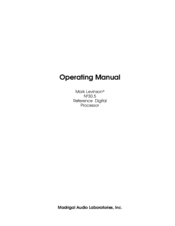 Madrigal Audio mark levinson 30.5 Operating Manual