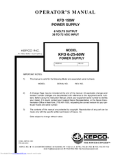 KEPCO KFD 6-25-60W Operator's Manual