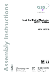 Gss HDTV 1000 TD Assembly Instructions Manual