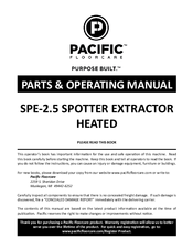 Pacific SPE-2.5 Parts & Operating Manual