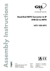 GSS HDTV 1000 MPTS Assembly Instructions Manual