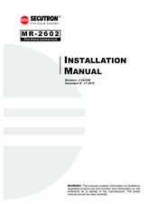 Secutron MR-2602 Installation Manual