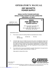 KEPCO HSF 12-53 Operator's Manual