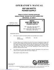 KEPCO HSF 24-27C Operator's Manual