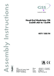 Gss HDTV 1000 FM Assembly Instructions Manual