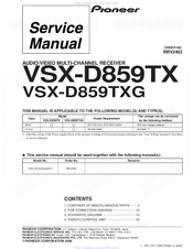 Pioneer VSX-D859TX Service Manual