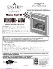 kozy heat Windim-WDM 56101 Installation And Operation Manual