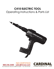 Cardinal C410 Operating Instructions & Parts List Manual