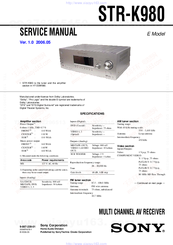 Sony STR-K980 Service Manual