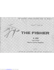 Fisher X-100 Operating Instructions And Warranty