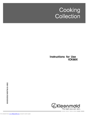 Kleenmaid ICK88X Instructions For Use Manual