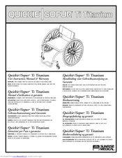 Quickie Sopur Ti Titanium User Instruction Manual & Warranty