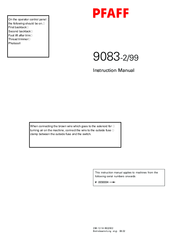 Pfaff 9083-2/99 Instruction Manual