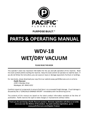 Pacific WDV-18 Parts & Operating Manual