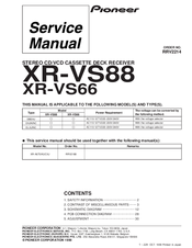 Pioneer XR-VS66 Service Manual