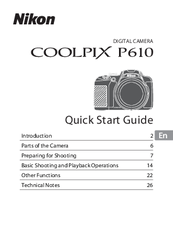 Nikon CoolPix P610 REFERENCE  Digital Camera User Guide Instruction  Manual 