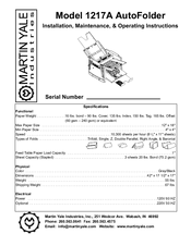 Martin Yale Indastries 1217A Installation, Maintenance & Operating Instructions