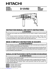 Hitachi D 13VB2 Instruction Manual And Safety Instructions