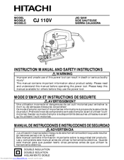 Hitachi CJ 110V Instruction Manual And Safety Instructions