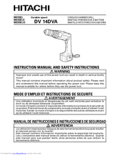 Hitachi DV 14DVA Instruction Manual And Safety Instructions