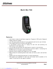 Zksoftware Multi Bio 700 Manual