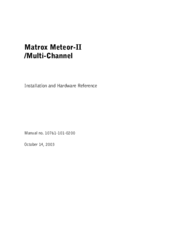 Matrox Multi-Channel Installation And Hardware Reference Manual