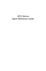 Toyota 2015 Sienna Quick Reference Manual