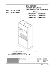 Bard QW601D Installation Instructions Manual