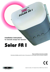 Seip Solar FR I Installation Instructions Manual