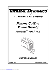 Thermal Dynamics PakMaster 75XL Plus Operating Manual