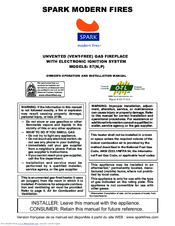 Spark modern fires 57N Owner's Operation And Instruction Manual