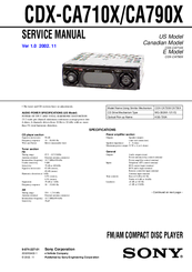 Sony CDX-CA710X Addendum to Service Manual
