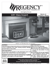 Regency U41 Owners & Installation Manual