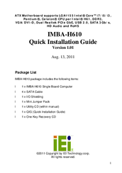 IEI Technology MBA-H610 Quick Installation Manual
