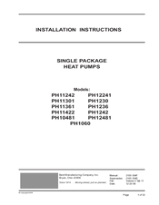 Bard PH12481 Installation Instructions Manual