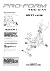 Pro-Form 190 SPX User Manual