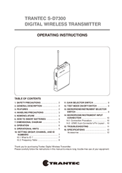 Trantec S-D7300 Operating Instructions Manual