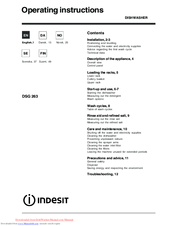 Indesit DSG 263 Operating Instructions Manual