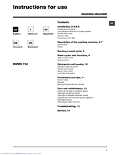 Hotpoint BWMD 742 Instructions For Use Manual