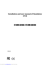 Standalone ET-DVR-08200 Installation And User Manual