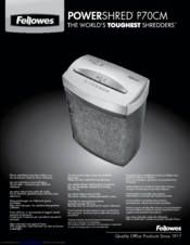 Fellowes POWERSHRED P70CM Instruction Manual