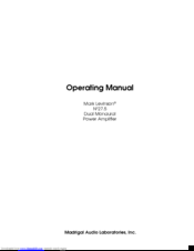 Mark Levinson 27.5 Operating Manual