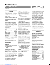 Warmup OTN-1991-WA Instructions Manual